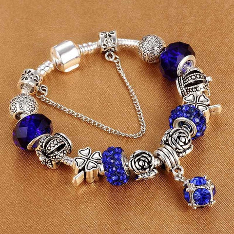 SPINNER European Style Vintage Silver plated Crystal Charm Bracelet Women fit Original DIY Pandora Bracelet Jewelry Gift