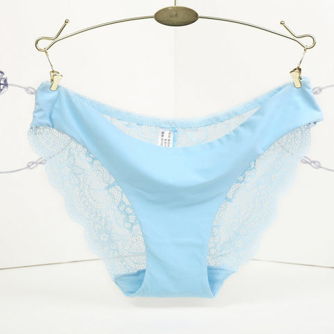 Women Sexy Lace Panties Ultra-Thin Transparent Flower Embroidered Underwear Seamless Briefs