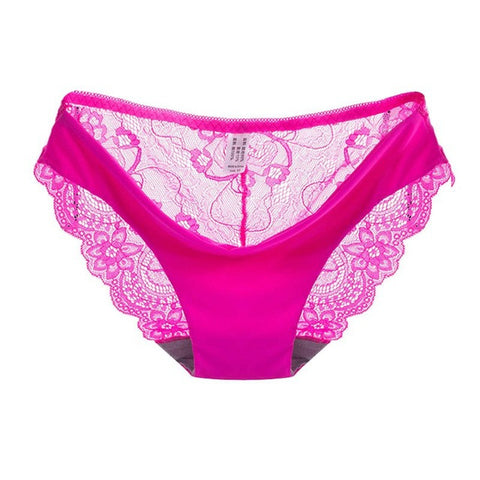 Women Sexy Lace Panties Ultra-Thin Transparent Flower Embroidered Underwear Seamless Briefs