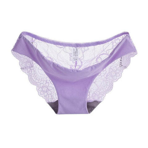 Women Sexy Lace Panties Ultra-Thin Transparent Flower Embroidered Underwear Seamless Briefs