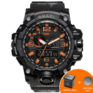 SMAEL Brand Men Watch Dual Time Camouflage Military Watch Digital Watch LED Wristwatch 50M Waterproof 1545BMen Clock Sport Watch