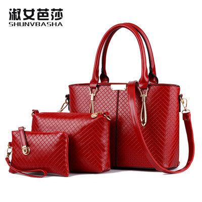 2017 Hot Sale Single Zipper Chains New Women Handbags 3pcs/set European And American Ladies Pu Leather Shoulder Bag Composite