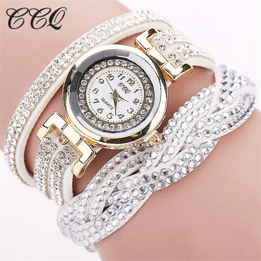 CCQ Brand Fashion Luxury Rhinestone Bracelet Women Watch Ladies Quartz Watch Casual Women Wristwatch Relogio Feminino 1739