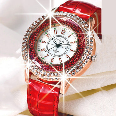 Hot Luxury Brand Diamond Orologio Donna Fashion Rhinestone Watch Women Casual Leather Clock Female Quartz Ladies Wristwatch 0191